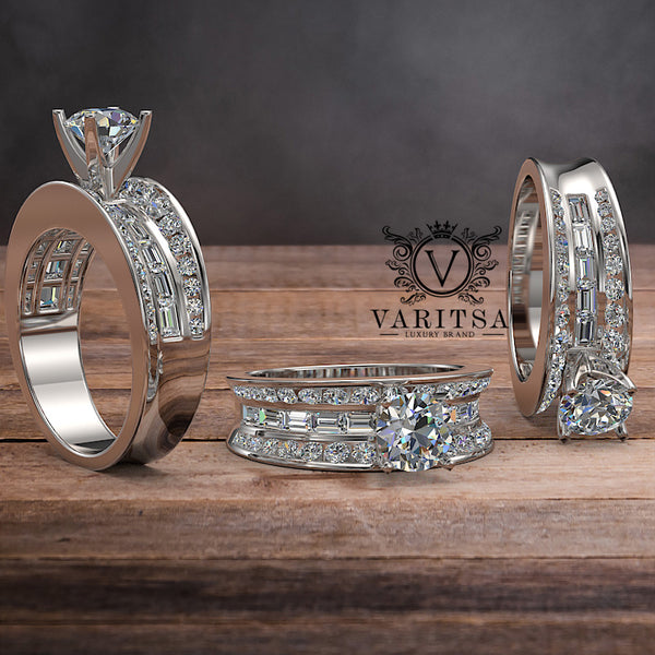 Round 1.97ct Brilliant Cut Engagement Ring with Wide Band - 01US58